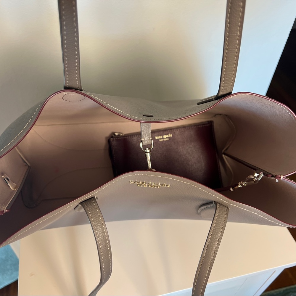Kate Spade Kate Spade All Day Large Tote Gray, Taupe Saffiano Leather + Pouch - Picture 9 of 11